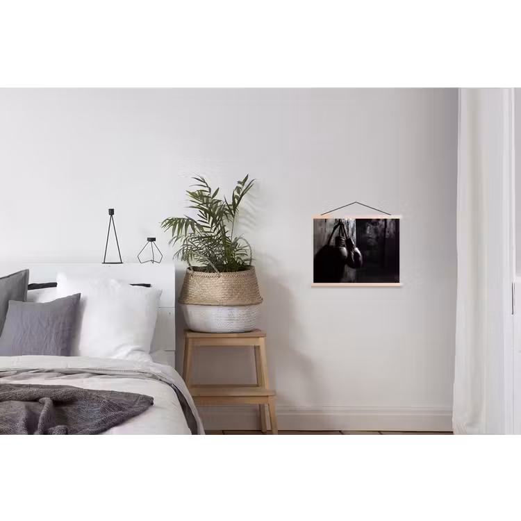 Bokshandschoenen - Muur - Duister - Zwart textielposter latten blank klein -woonkamer