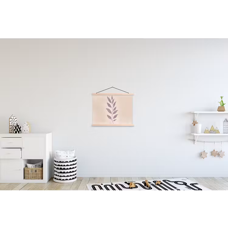 Tak - Bladeren - Minimalistisch - Beige textielposter latten blank klein -kinderkamer