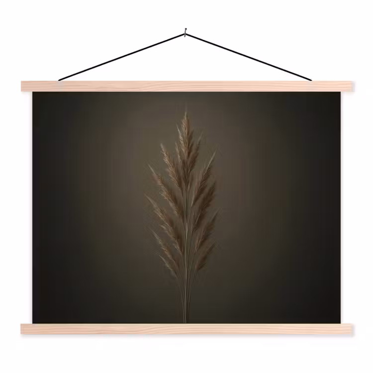 Tak - Pluimgras - Donkerbruin textielposter latten blank klein -3d