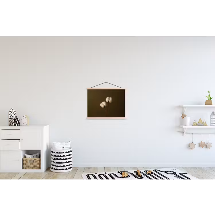 Takken - Katoen - Wit - Bollen textielposter latten blank klein -kinderkamer