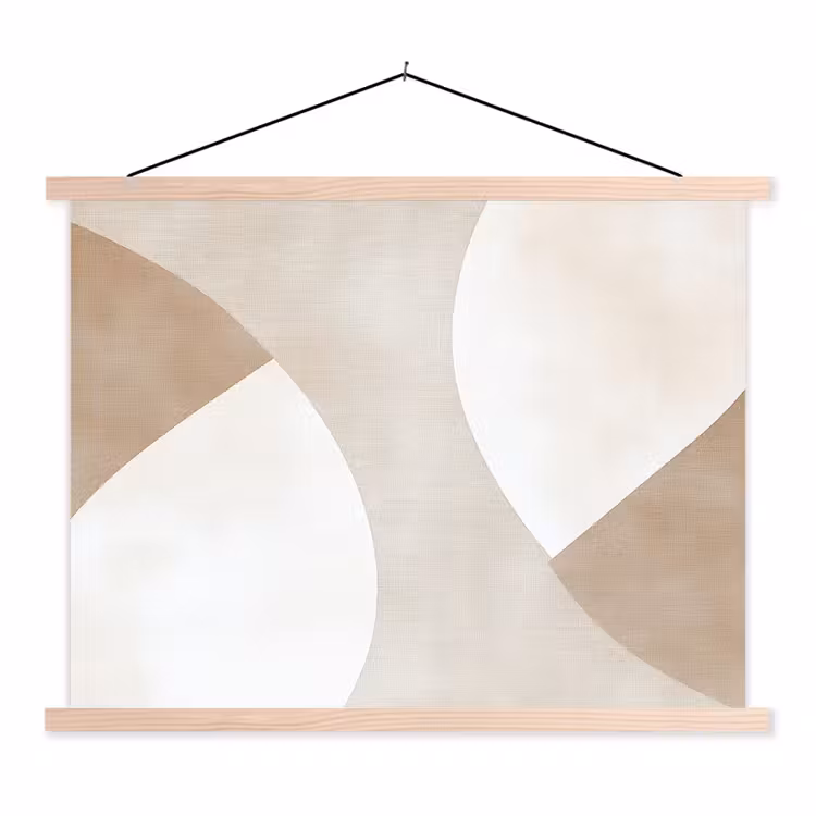 Bruin - Japandi - Abstract textielposter latten blank klein -3d