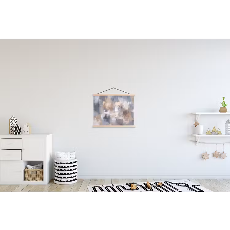 Penseelstreken - Schilderij - Beige textielposter latten blank klein -kinderkamer