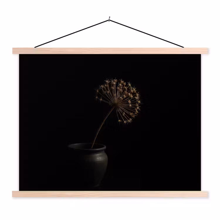 Bol - Gedroogd - Vaas - Zwart textielposter latten blank klein -3d