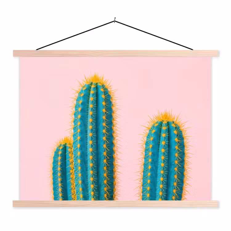 Cactussen - Modern - Pastel textielposter latten blank klein -3d