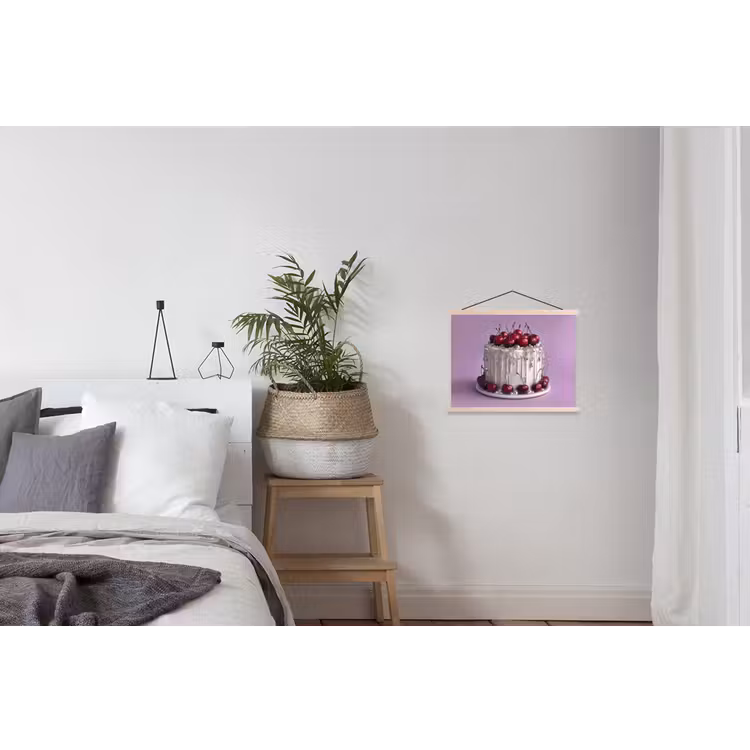Taart - Kersen - Juwelen - Rood textielposter latten blank klein -woonkamer