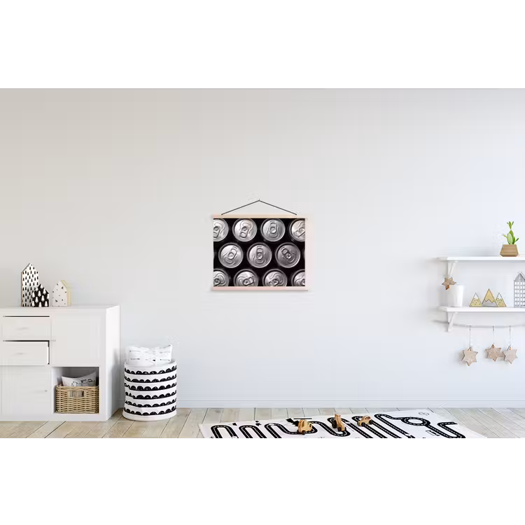 Blikjes - Aluminium - Patroon - Industrieel - Zilver textielposter latten blank klein -kinderkamer