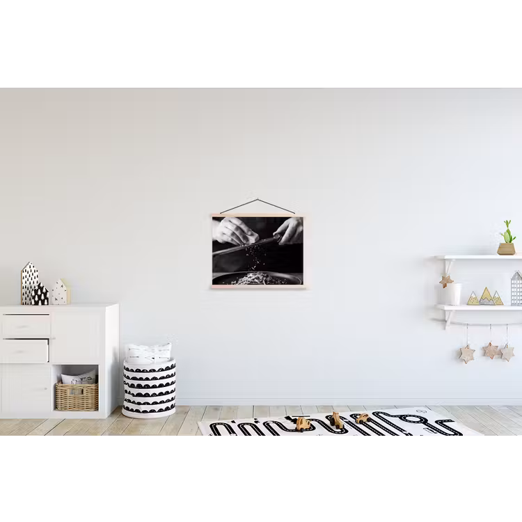 Kaas - Pasta - Rasp textielposter latten blank klein -kinderkamer
