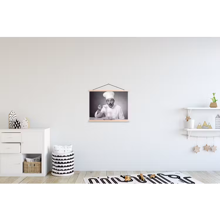 Chef - Spaghetti - Pasta textielposter latten blank klein -kinderkamer