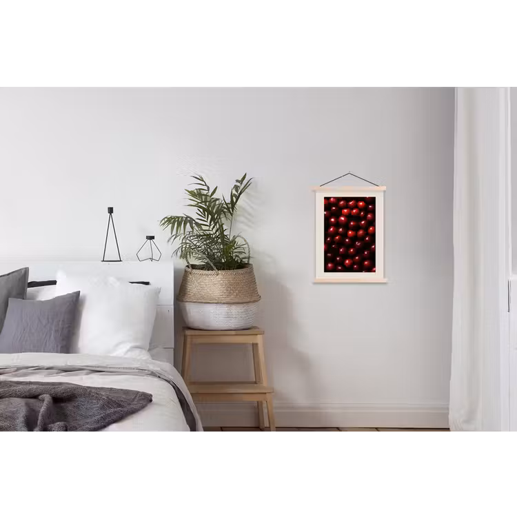 Kersen - Rood textielposter latten blank klein -woonkamer