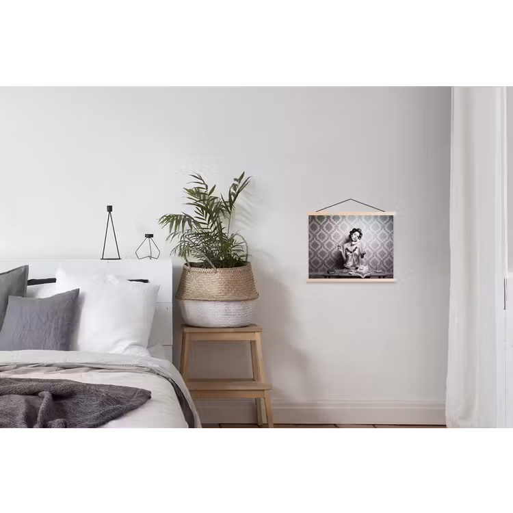 Chic - Vrouw - Zwart - Wit textielposter latten blank klein -woonkamer