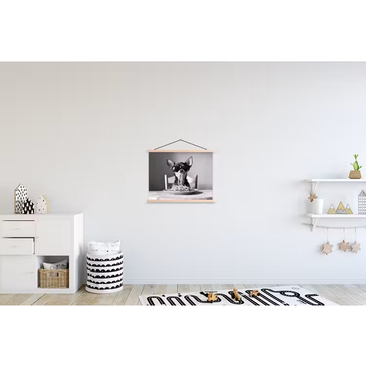 Chihuahua - Hond - Zonnebril - Humoristisch - Zwart - Wit - Spaghetti textielposter latten blank klein -kinderkamer