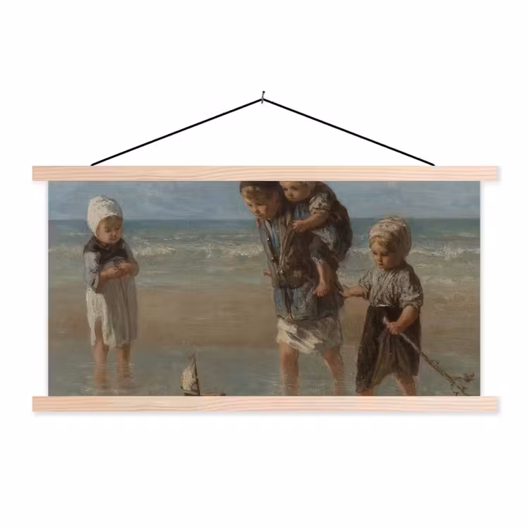 Kinderen der zee - Schilderij van Jozef Israëls textielposter latten blank klein -3d