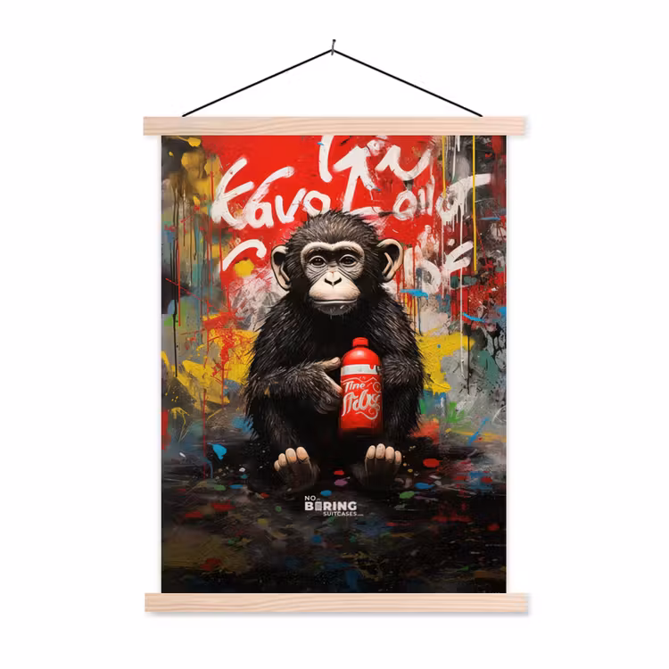 Chimpansee voor graffiti muur textielposter latten blank klein -3d