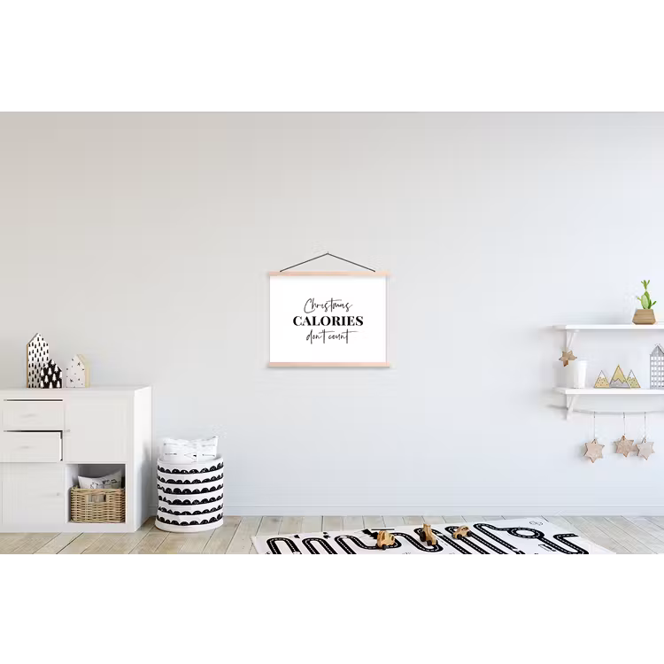 Kerst quote - Winter - Christmas calories - Wit textielposter latten blank klein -kinderkamer