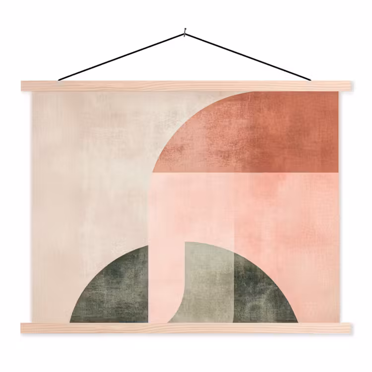 Cirkel - Abstract - Roze textielposter latten blank klein -3d