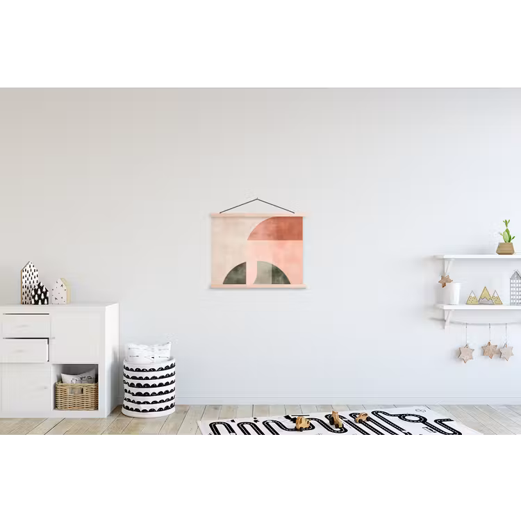 Cirkel - Abstract - Roze textielposter latten blank klein -kinderkamer