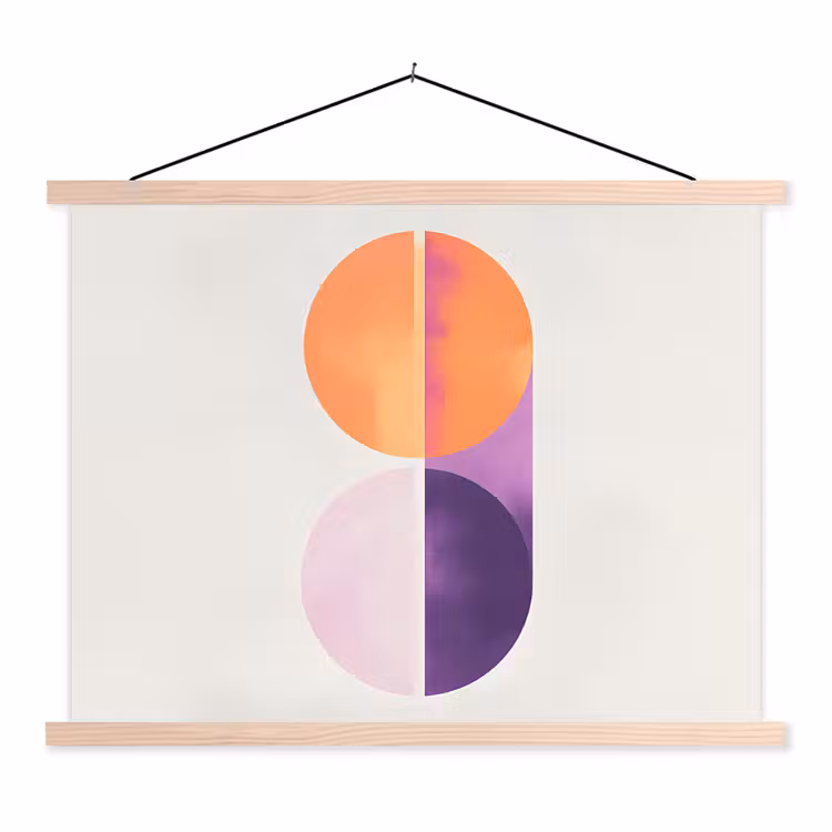 Cirkels - Abstract - Paars textielposter latten blank klein -3d