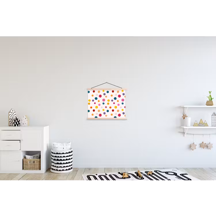 Cirkels - Speels - Kleurrijk textielposter latten blank klein 122 -kinderkamer