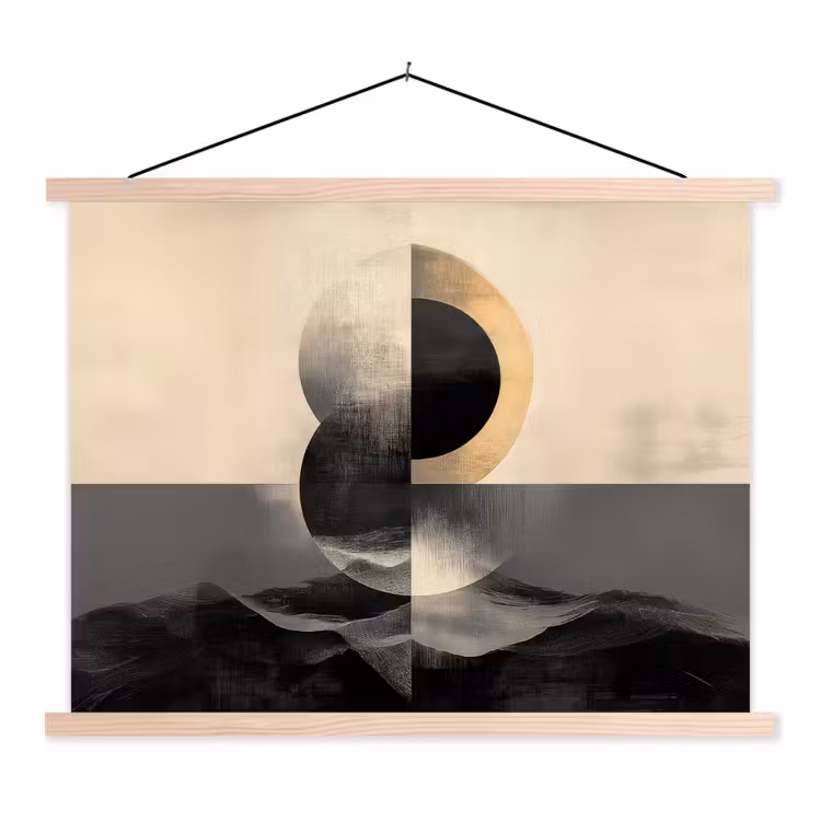 Cirkels - Schaduw - Abstract textielposter latten blank klein -3d