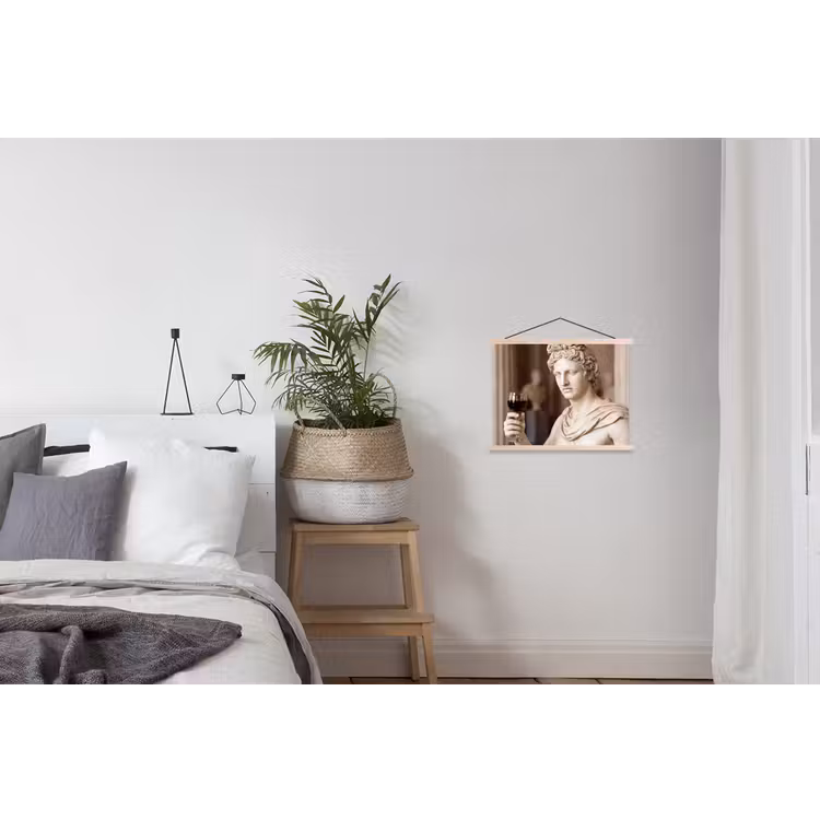Klassiek - Marmer - Wijn textielposter latten blank klein -woonkamer