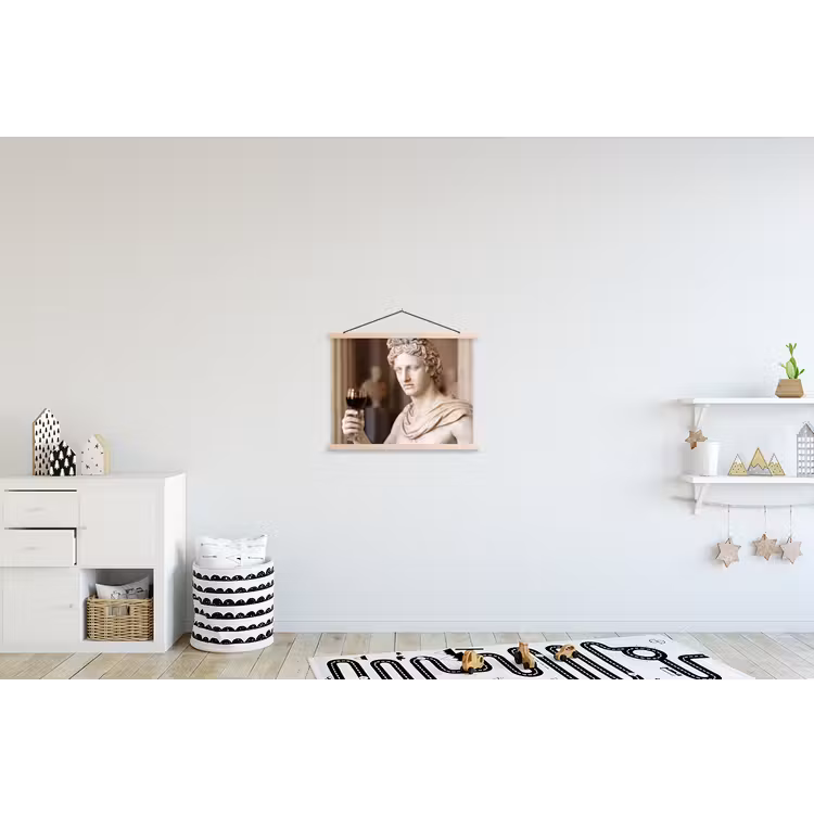 Klassiek - Marmer - Wijn textielposter latten blank klein -kinderkamer