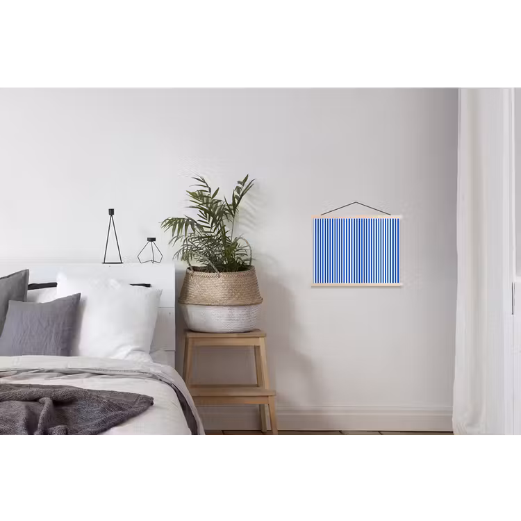 Klassiek - Strepen - Blauw textielposter latten blank klein 122 -woonkamer