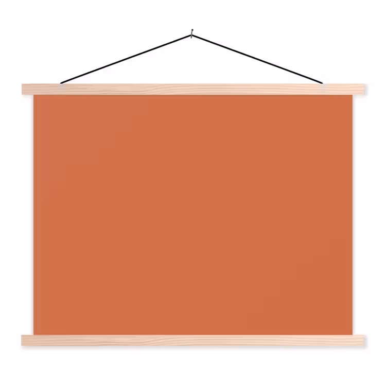 Classic - Terracotta - Oranje textielposter latten blank klein 122 -3d