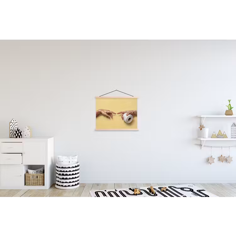 Klassiek - Kunst - Humor textielposter latten blank klein -kinderkamer