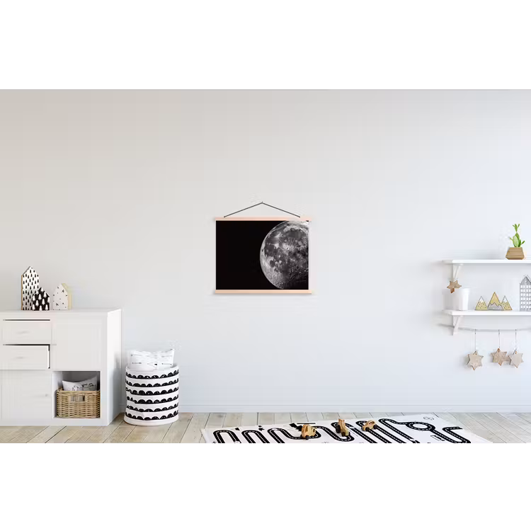 Close-up - Maan - Wit - Textuur textielposter latten blank klein -kinderkamer