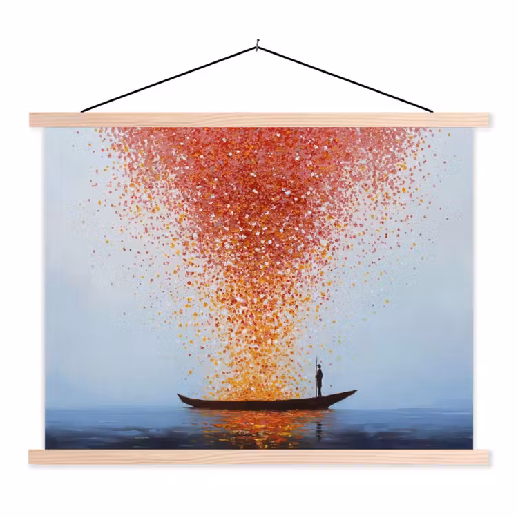 Wolk - Confetti - Boot - Wateroppervlakte textielposter latten blank klein -3d