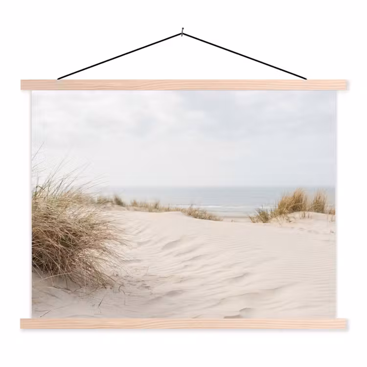 Wolken - Duinlandschap - Zand textielposter latten blank klein -3d