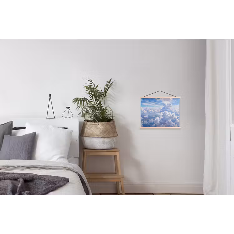 Wolken - Lucht - Natuur - Abstract - Blauw textielposter latten blank klein -woonkamer