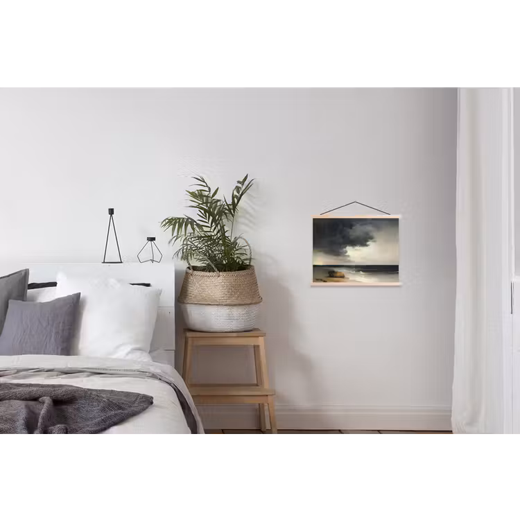 Kust - Golven - Rots - Storm textielposter latten blank klein -woonkamer