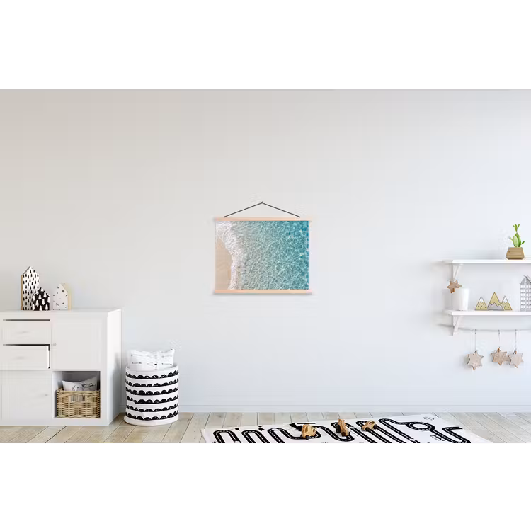 Kust - Zand - Blauw textielposter latten blank klein -kinderkamer