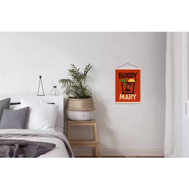 Cocktail - Art - Rood textielposter latten blank klein -woonkamer