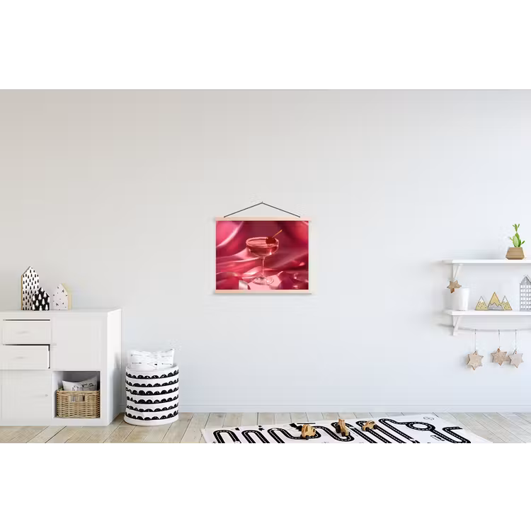 Cocktail - Pink - Luxe textielposter latten blank klein -kinderkamer