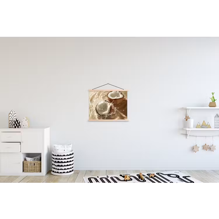 Kokosnoot - Water - Beige - Spetters textielposter latten blank klein -kinderkamer