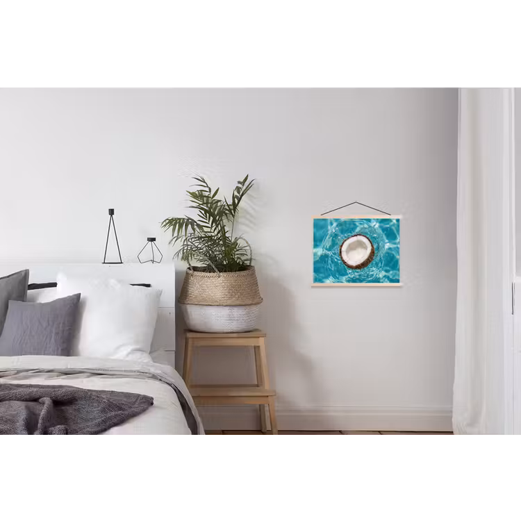 Kokosnoot - Water - Wit textielposter latten blank klein -woonkamer