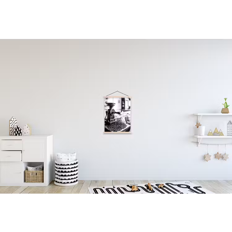 Koffiemolen - Gemalen - Vintage textielposter latten blank klein -kinderkamer