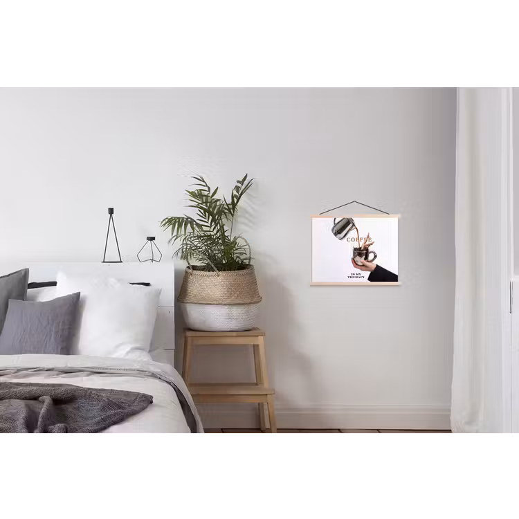 Koffie - Mok - Kan - Therapie textielposter latten blank klein -woonkamer