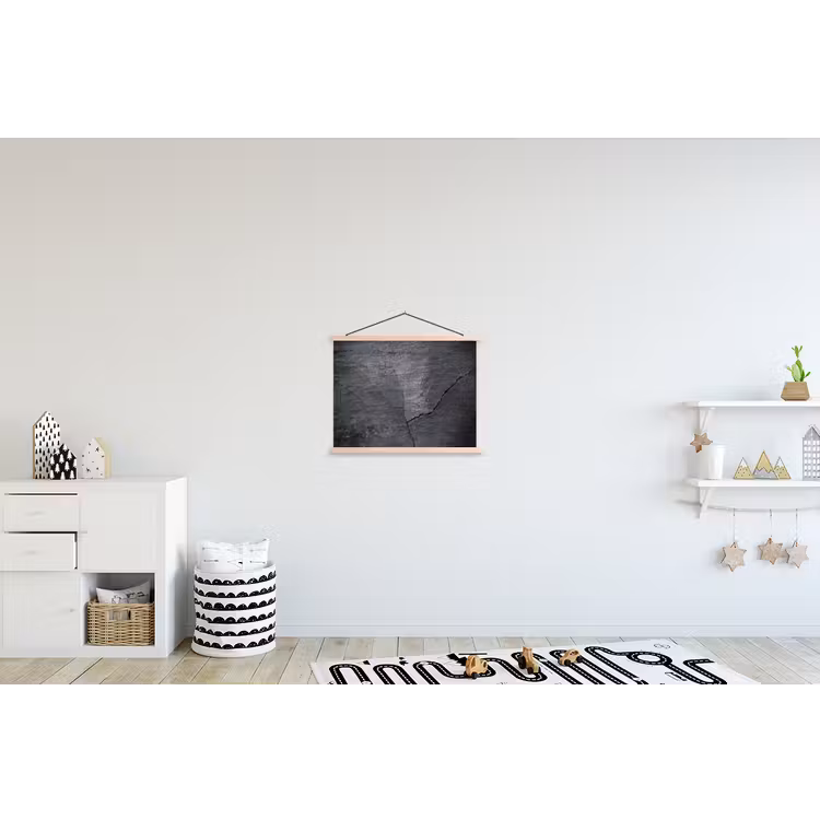 Beton - Zwart - Scheur textielposter latten blank klein -kinderkamer