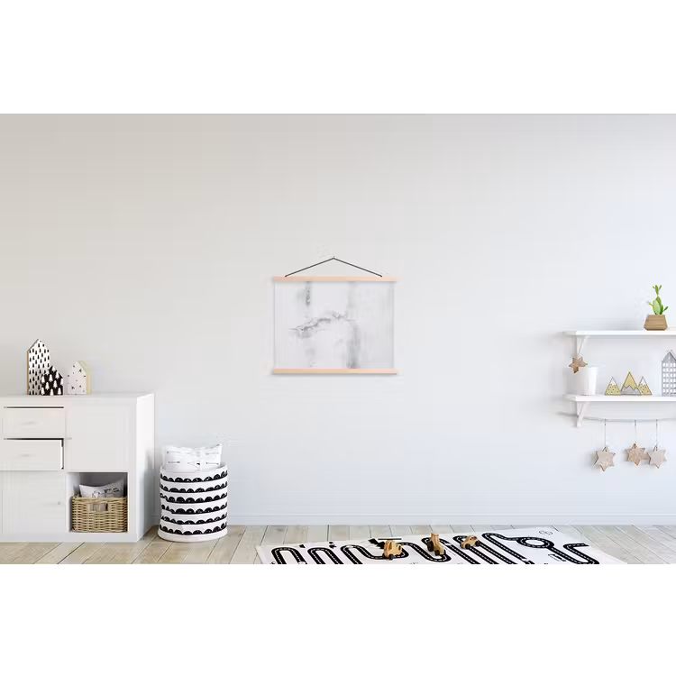 Beton - Grijs - Wit textielposter latten blank klein -kinderkamer