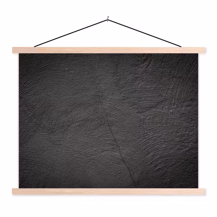 Beton print - Industrieel - Zwart textielposter latten blank klein -3d