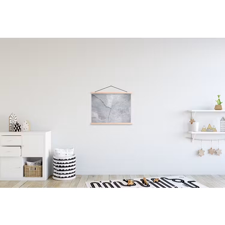Beton - Scheur - Grijs textielposter latten blank klein -kinderkamer