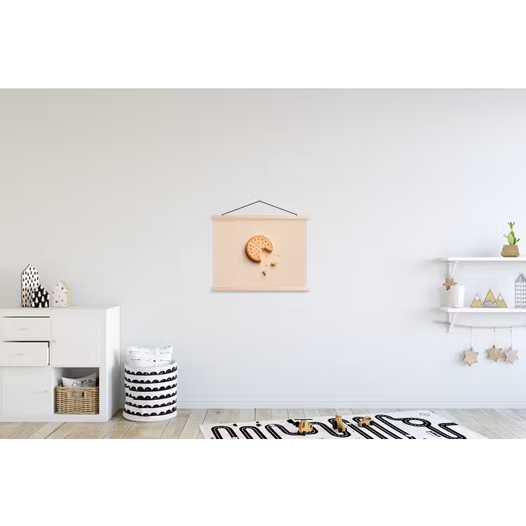 Koekje - Kruimels - beige textielposter latten blank klein -kinderkamer