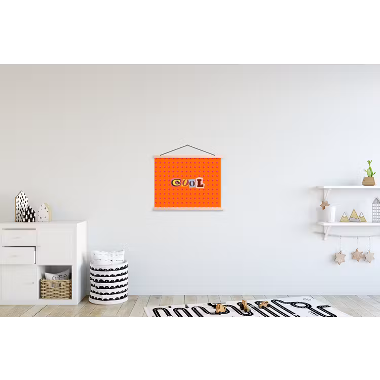 Cool - Stippen - Oranje textielposter latten blank klein -kinderkamer