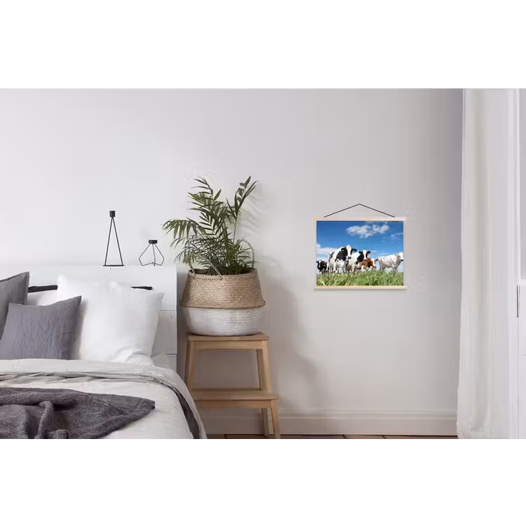 Koeien - Platteland - Weiland - Natuur - Dieren textielposter latten blank klein -woonkamer