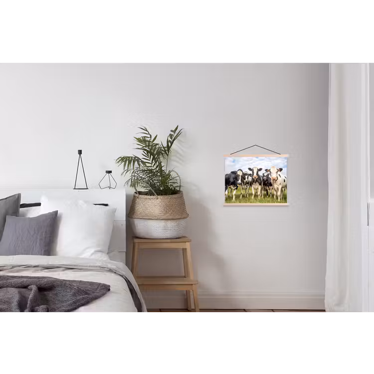 Koeien - Weiland - Dieren - Natuur - Gras textielposter latten blank klein -woonkamer
