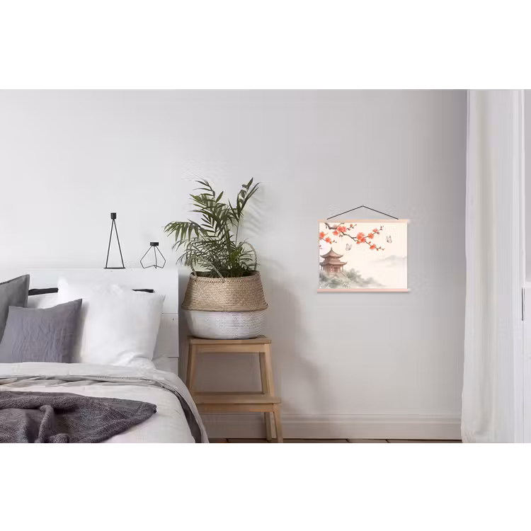 Kraanvogel - Azië - Klassiek textielposter latten blank klein -woonkamer