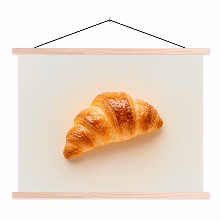 Croissant - Brood - Beige textielposter latten blank klein -3d